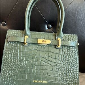 Olive Green Leather Verano Hill Top-Handle Bag